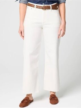 NWT J.Crew Curvy Wide-Leg Crop All-Day Stretch White Jeans Size 27